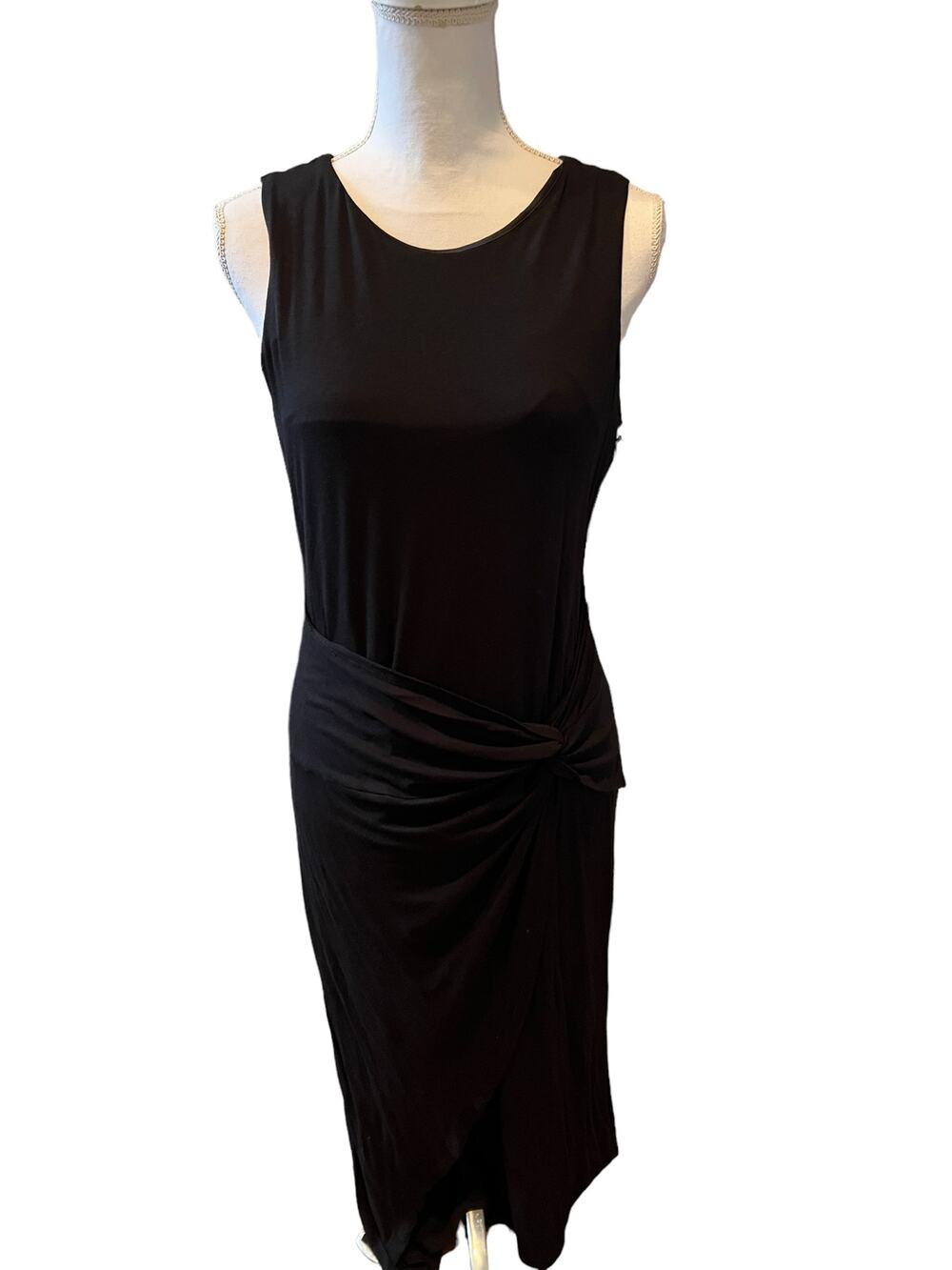 Vince Camuto Ruched Knit Sleeveless Maxi Dress Black S